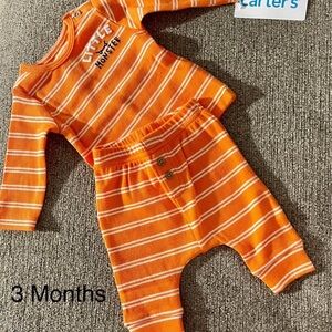 Carter's Orange Striped Baby Boy Little Monster Halloween Matching Set 3 Months